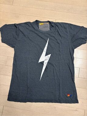 Aviator Nation Black Tee with White Lightning Bolt